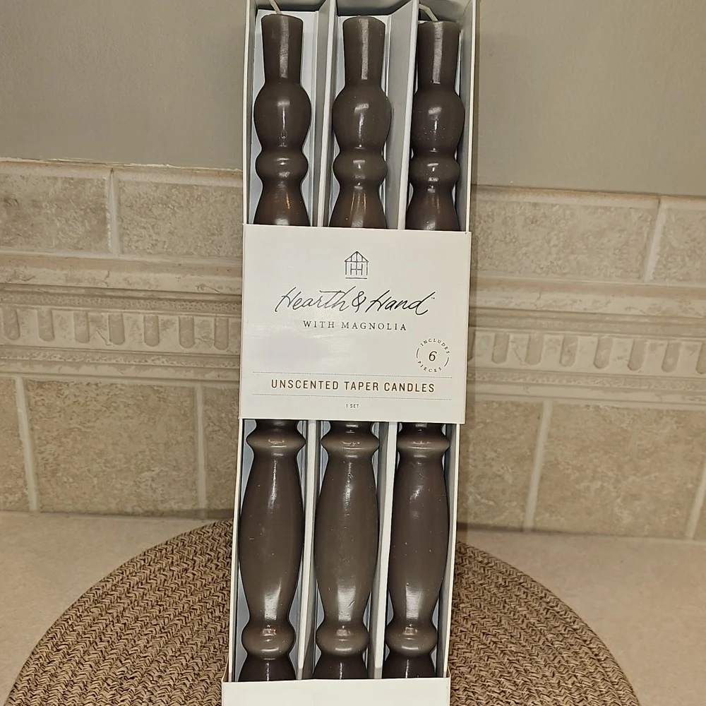 Hearth And Hand 14in. Spindle Taper Candles Gray 1 Box Of 6